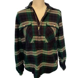 J. Crew Factory plaid flannel half zip